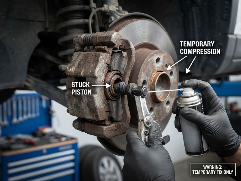 Can You Free a Stuck Caliper Piston Temporarily?