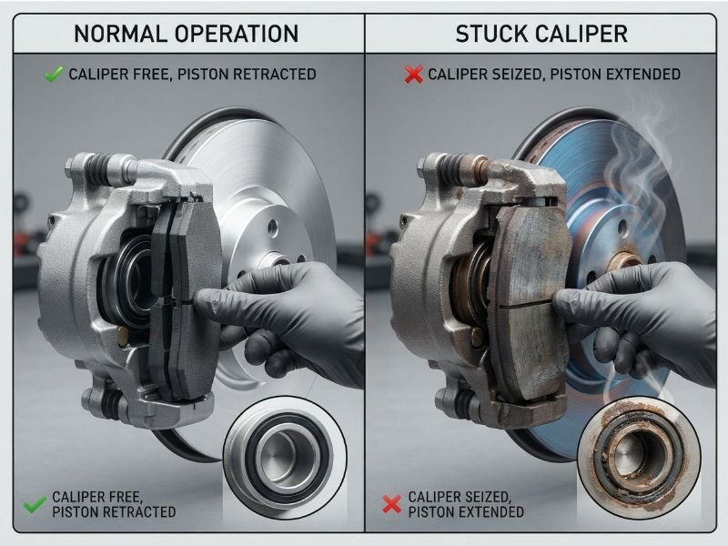 What Does a Stuck Brake Caliper Mean?